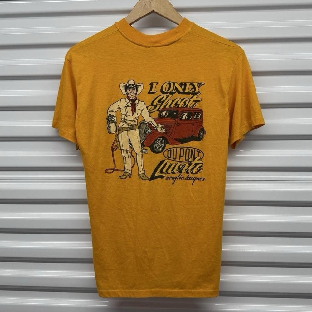 Vintage 80s Dupont Paint Center Western Cowboy Classic Car T-Shirt Size L